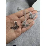 نیم ست پروانه ای رنگ نقره ای - تصویر 2