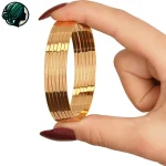 النگو زنانه آیینه ای ضمانت رنگ ضخامت ۳ میل آبکاری طلایی - تصویر 3