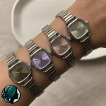 ساعت مچی زنانه نایدو مدل 9218 بند استیل مربعی سفید - تصویر 2